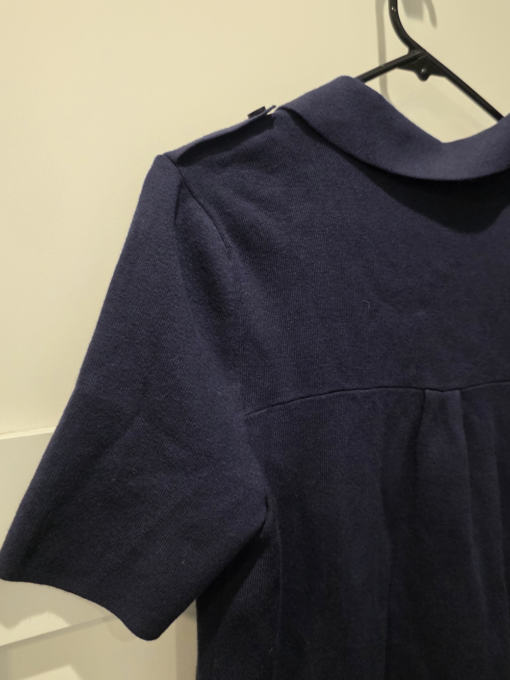& OTHER STORIES Fitted Uniform Detail Polo Sweater Women's L Navy Paris Atelier - Picture 14 of 15